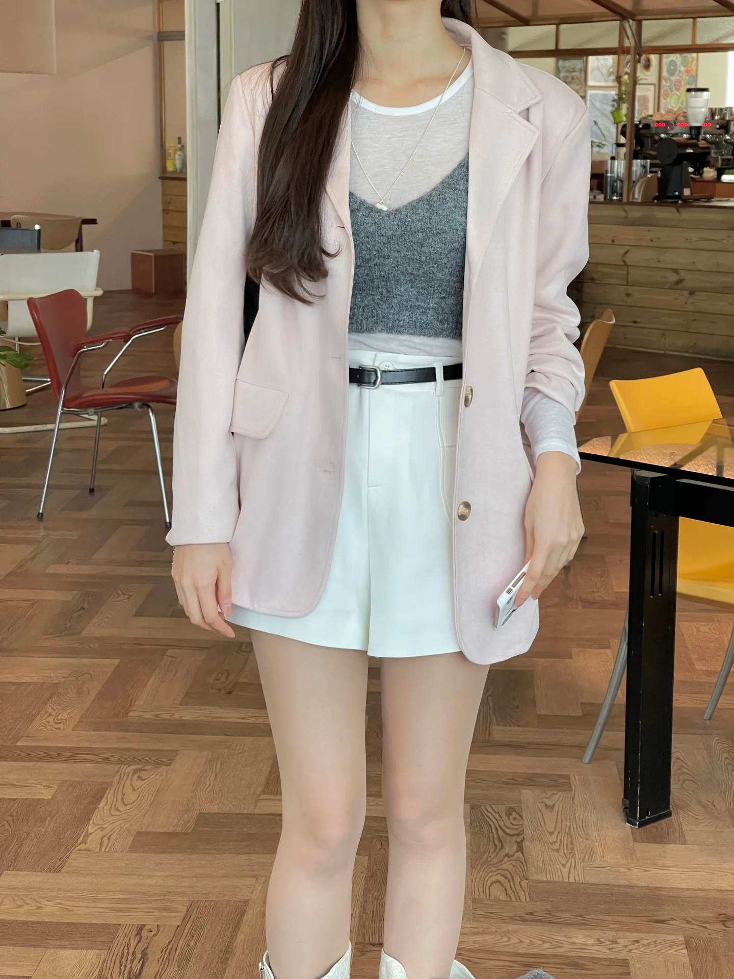 봄 가을 스웨이드 세미오버핏 투버튼 단추 자켓 - jk 상세 20