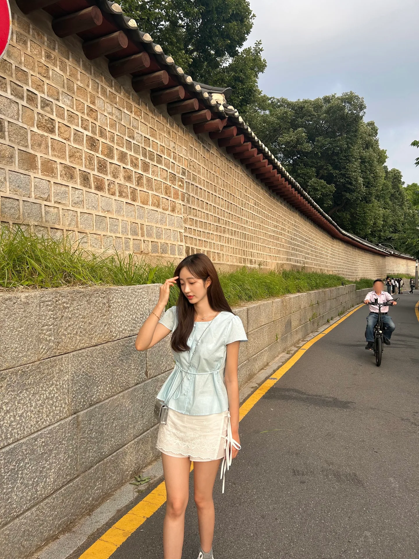 h라인 프릴 리본펀칭 큐롯 랩팬츠 밴딩 치마바지 스커트 - sk