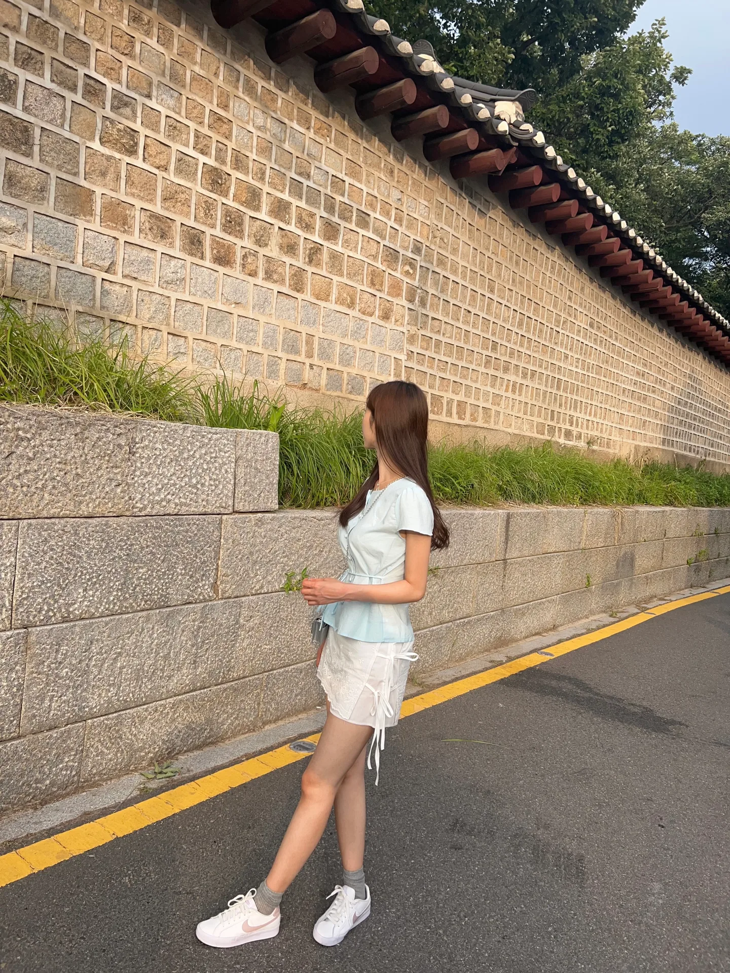 h라인 프릴 리본펀칭 큐롯 랩팬츠 밴딩 치마바지 스커트 - sk 상세 9