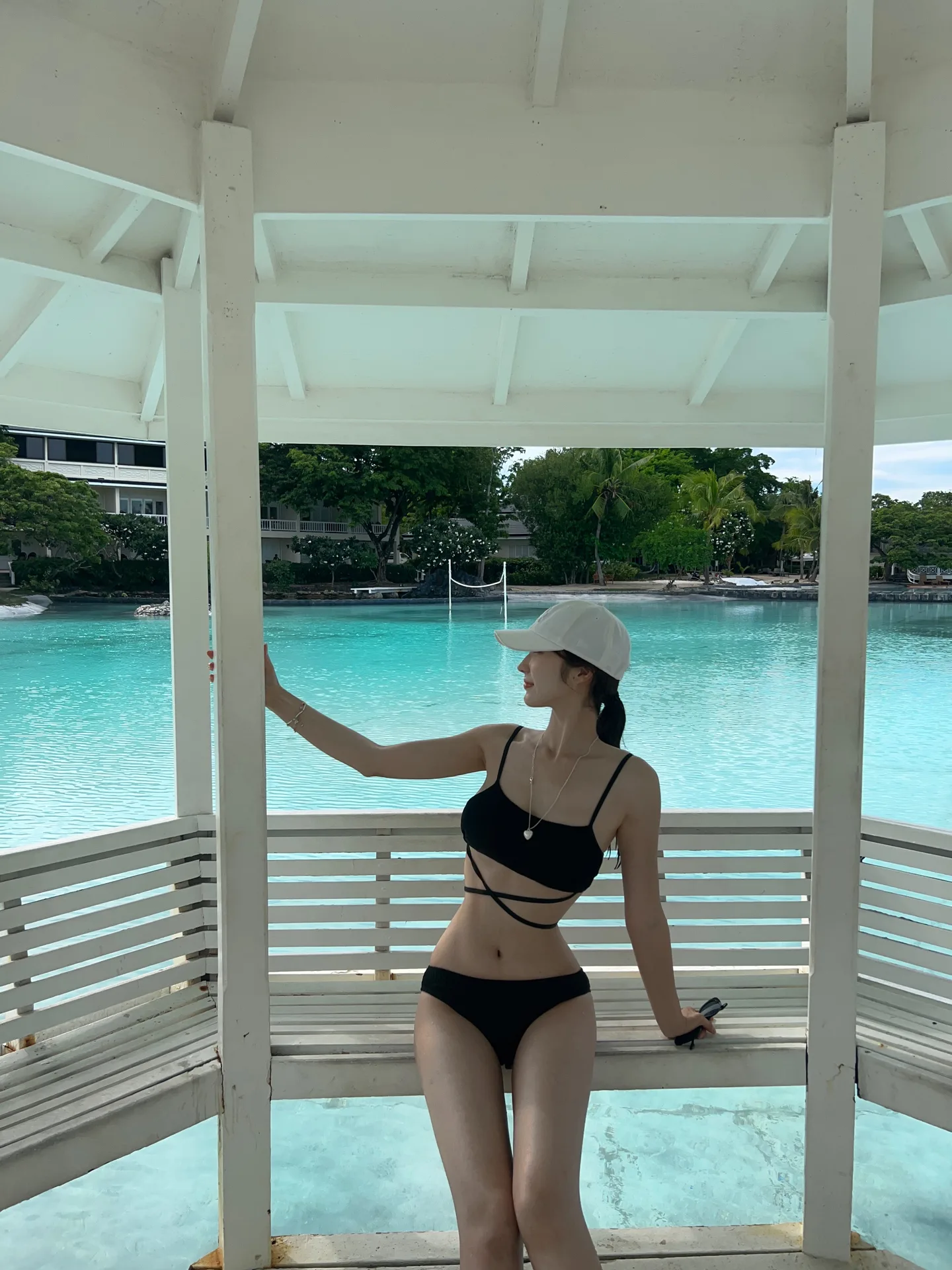 허리날씬효과패드o섹시 사선 스트랩 x자 꼬임 끈 비키니 모노키니 수영복 - swim