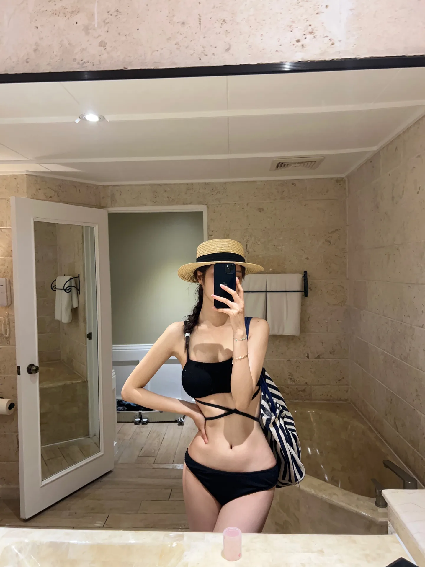 허리날씬효과패드o섹시 사선 스트랩 x자 꼬임 끈 비키니 모노키니 수영복 - swim 상세 10