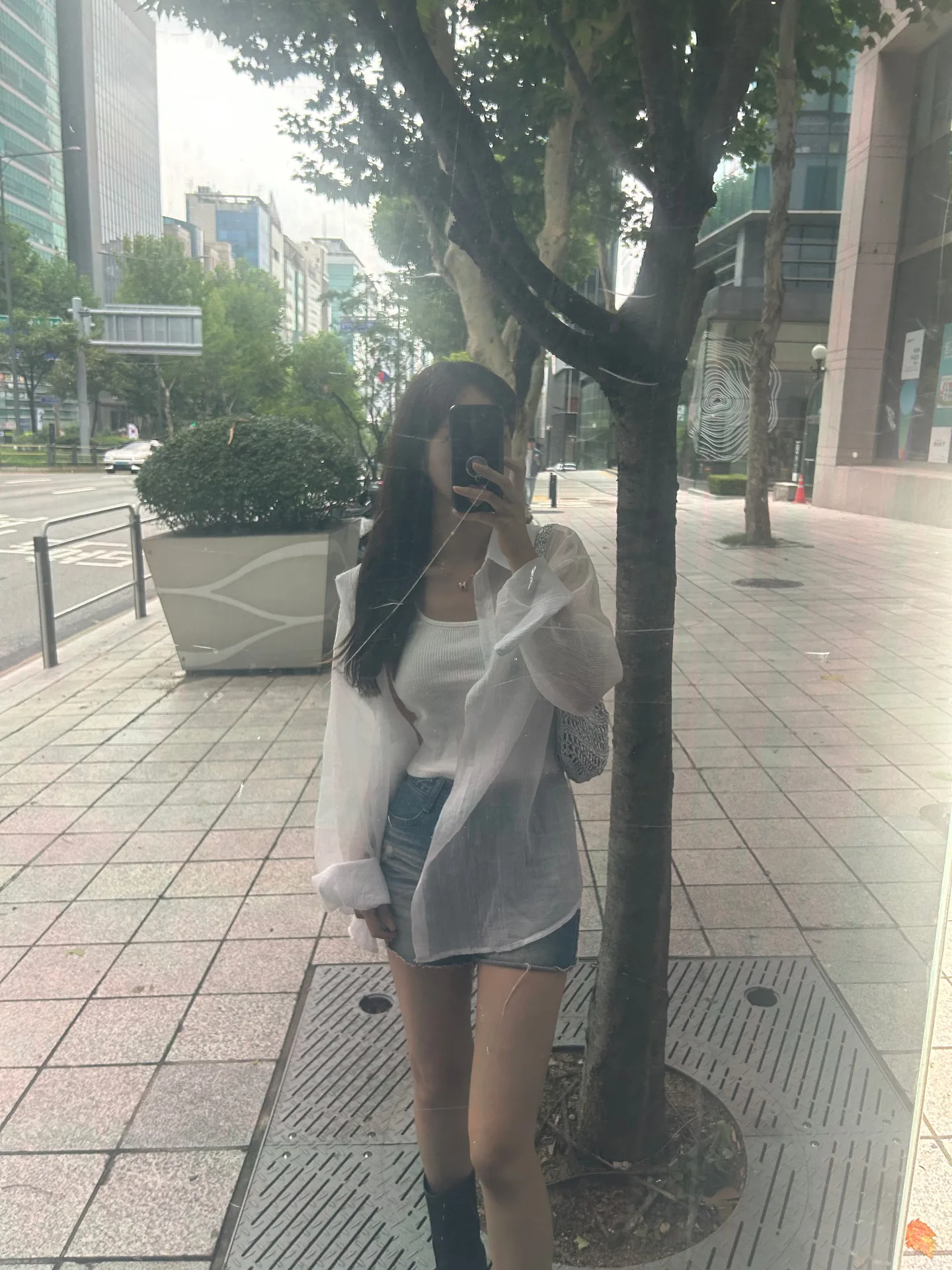 여름 지짐이 카라 단추 오버핏 루즈핏 롱 얇은 남방 셔츠 장마룩 - sh 상세 16