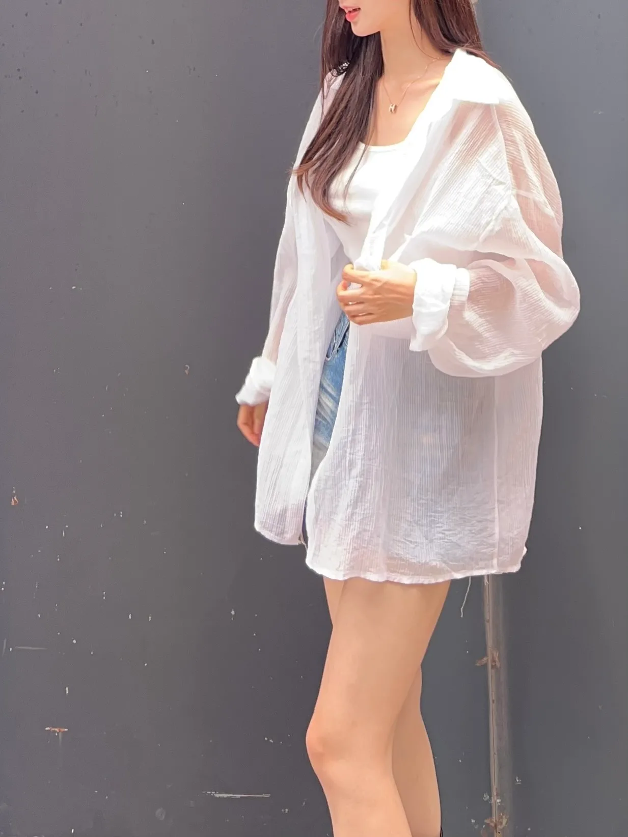 여름 지짐이 카라 단추 오버핏 루즈핏 롱 얇은 남방 셔츠 장마룩 - sh 상세 18