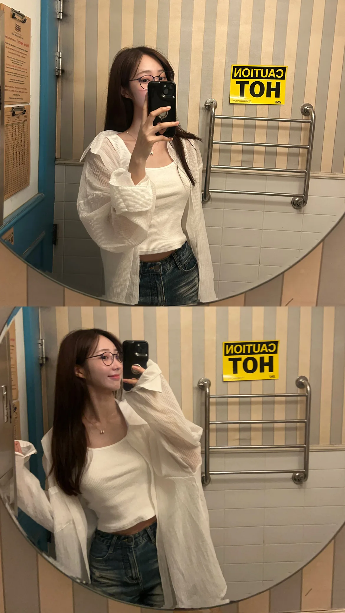 여름 지짐이 카라 단추 오버핏 루즈핏 롱 얇은 남방 셔츠 장마룩 - sh 상세 7