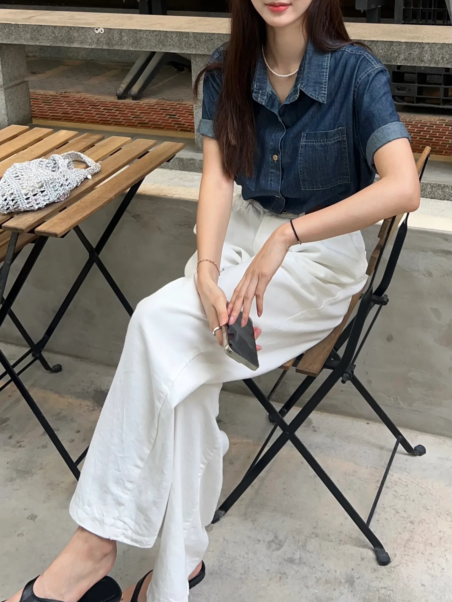 빈티지 카라 진청 반팔 데님셔츠 - sh 상세 10
