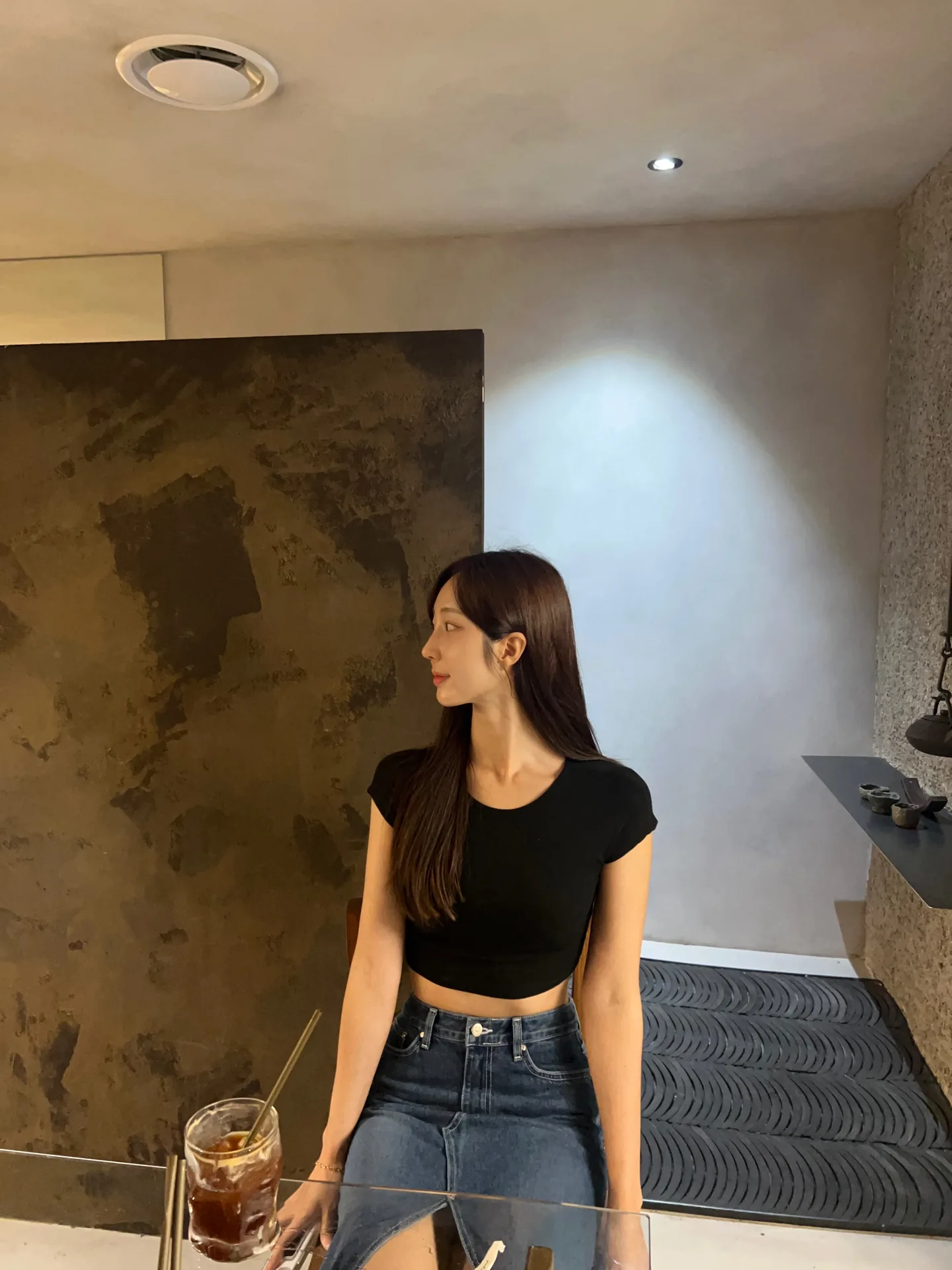 슬림핏 h라인 데님 트임 롱스커트 화이트 중청 진청 여름 가을 사계절 롱 - sk 상세 19