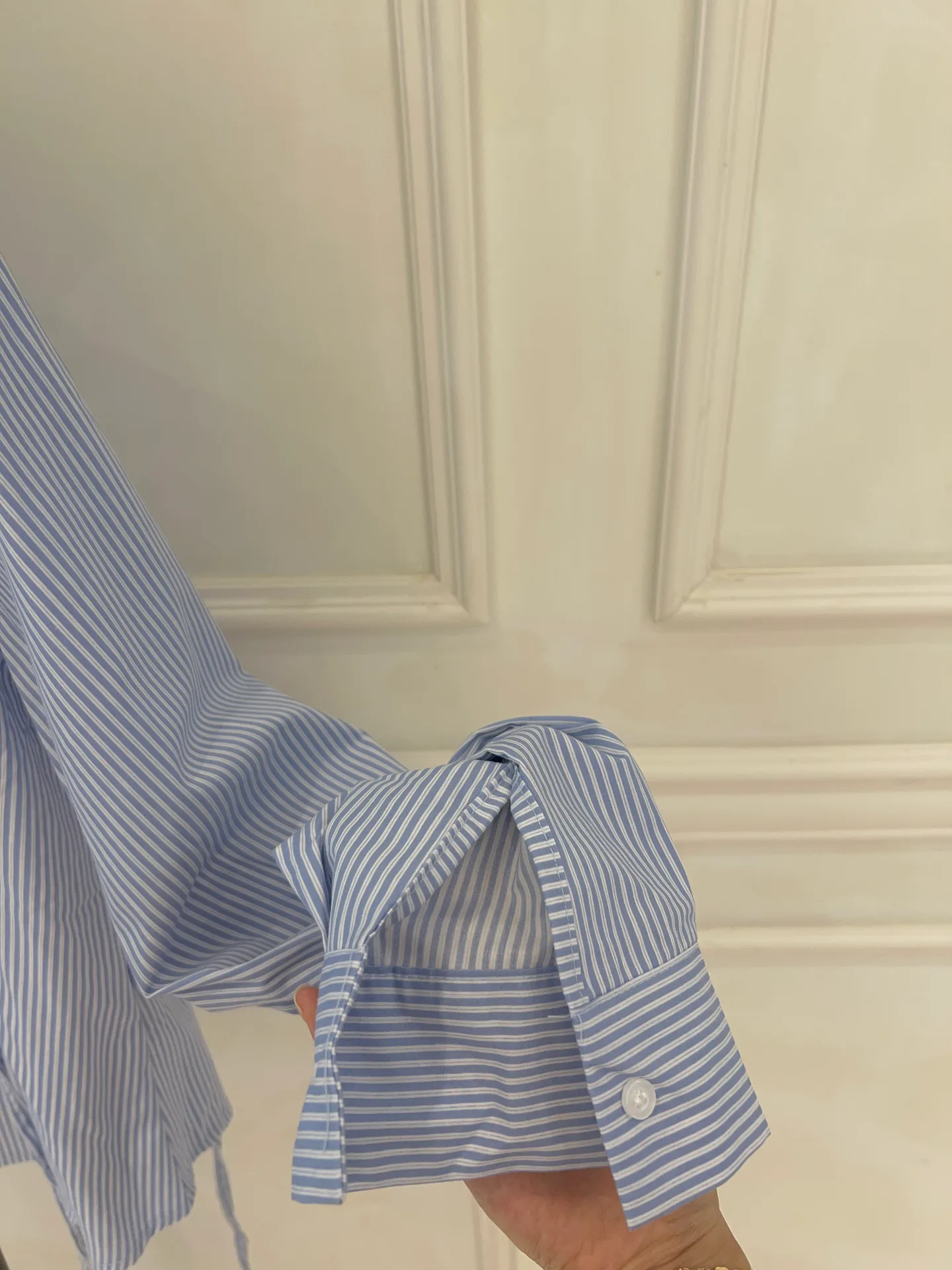 투톤 루즈핏 카라 옆리본 스트라이프 남방 셔츠 - sh 상세 18