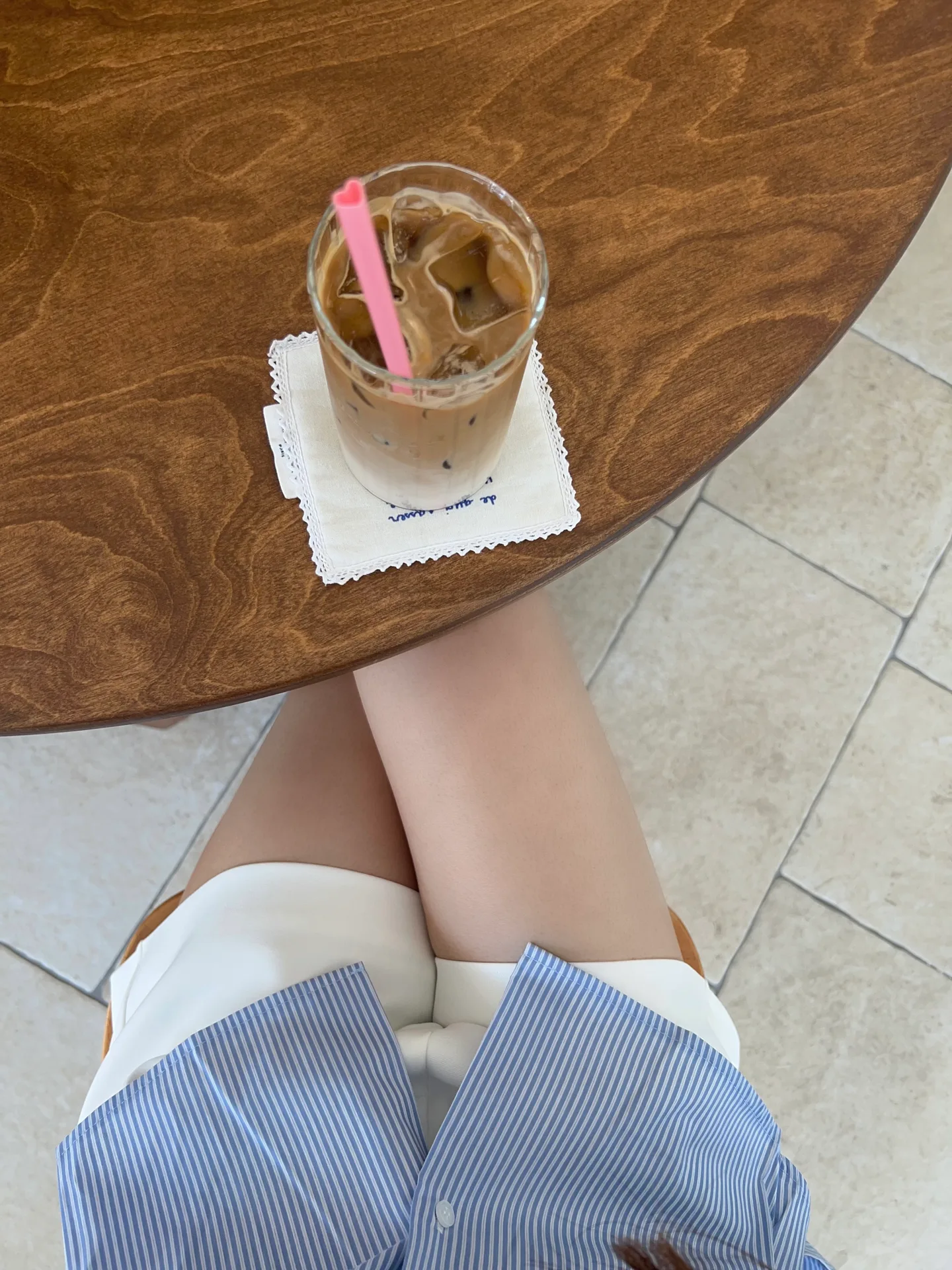 투톤 루즈핏 카라 옆리본 스트라이프 남방 셔츠 - sh 상세 7