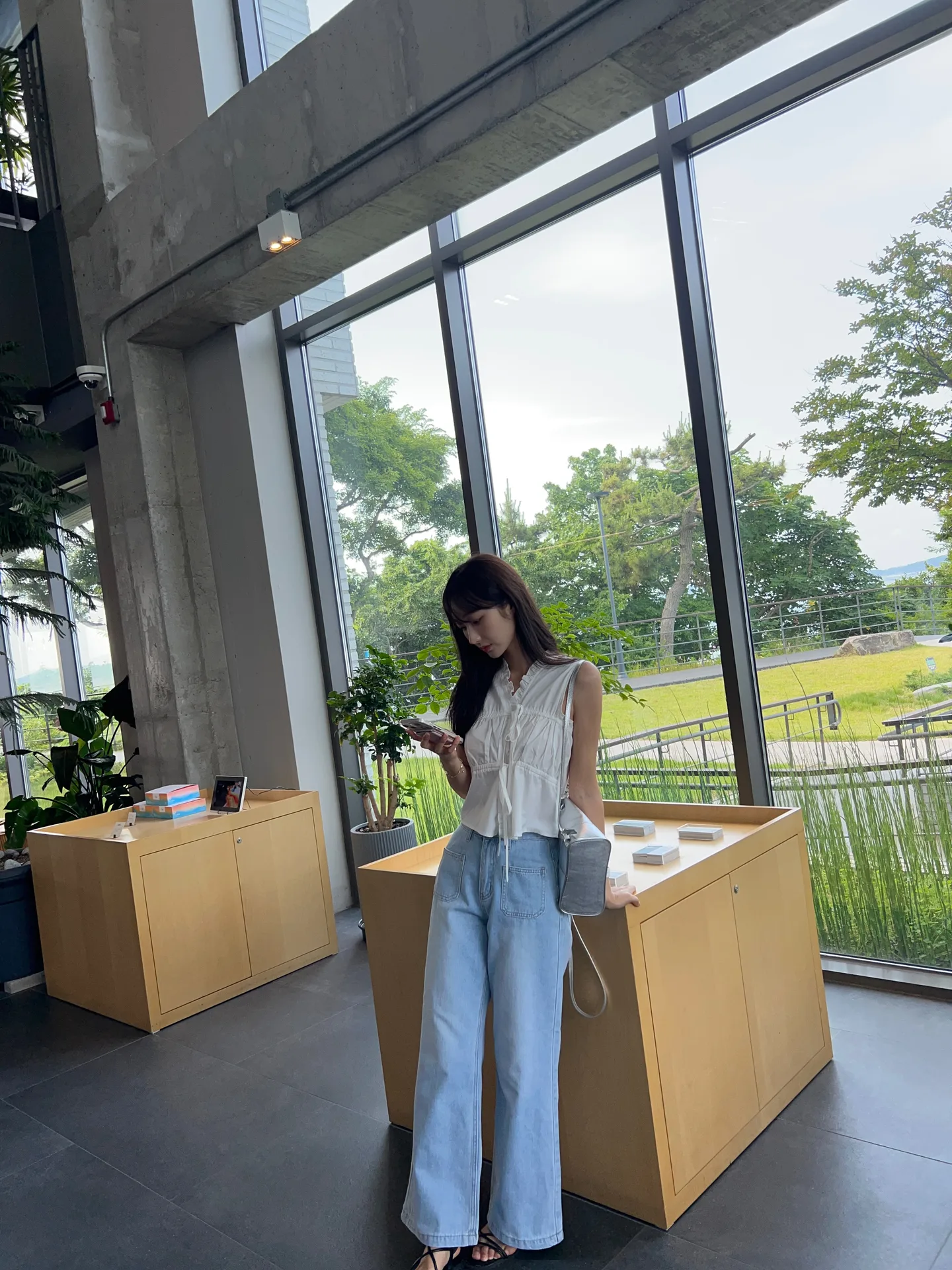 sxl까지사계절가능 앞포켓 일자핏 코튼 데님 와이드 팬츠 화이트데님 연청 - pt 상세 15