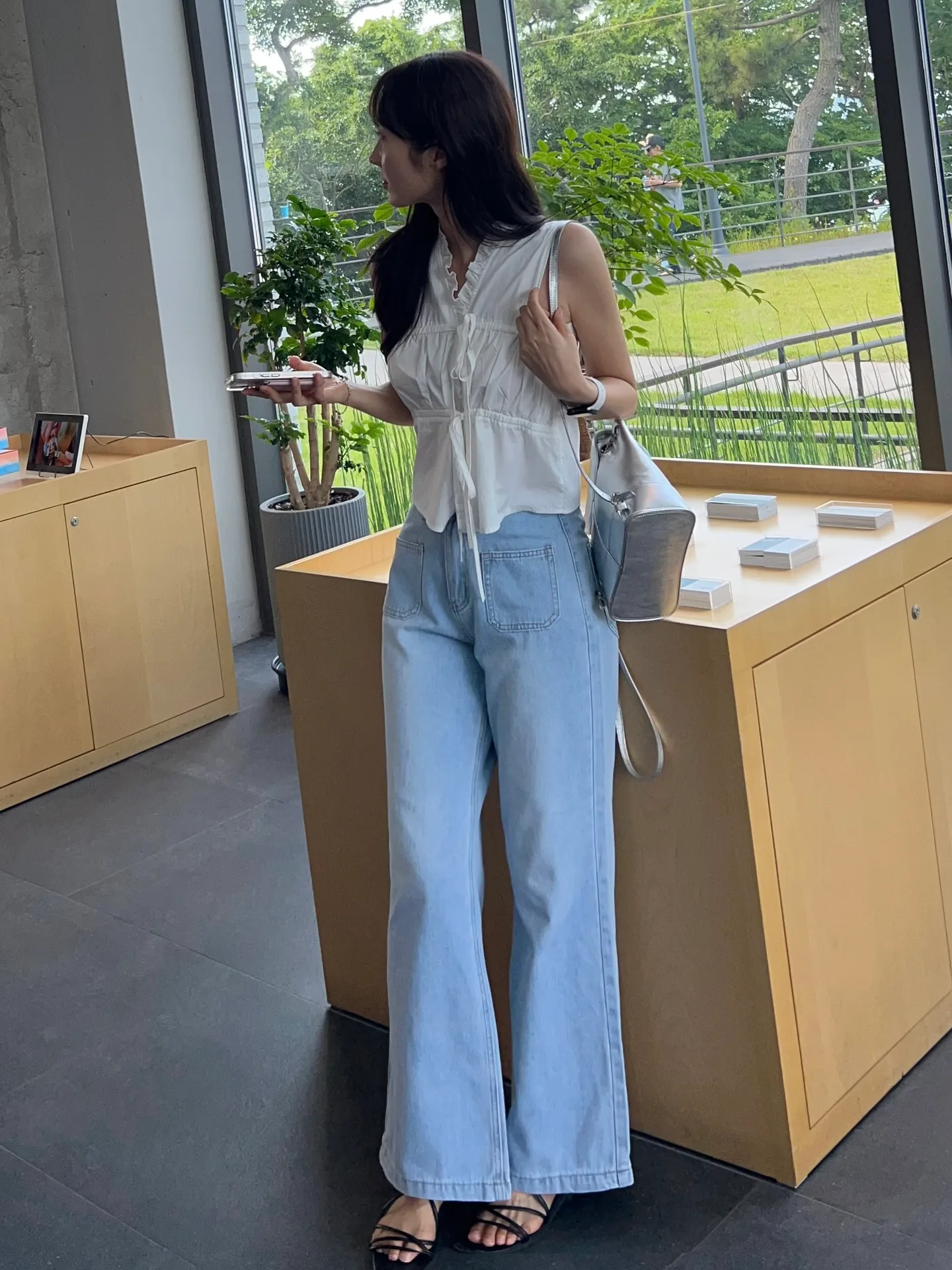 sxl까지사계절가능 앞포켓 일자핏 코튼 데님 와이드 팬츠 화이트데님 연청 - pt 상세 23