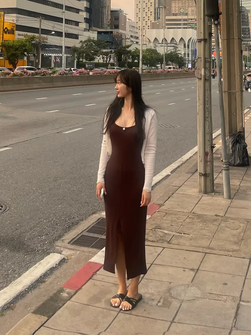홀터넥 맥시 끈 나시 백트임 롱 원피스 - ops