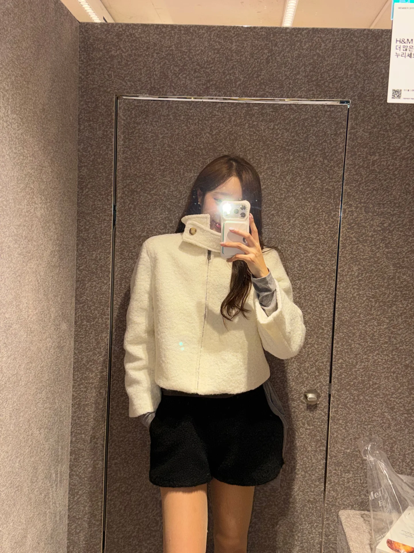 포근따뜻 양털 크림 모직 터틀넥 숏코트 - ct 상세 7