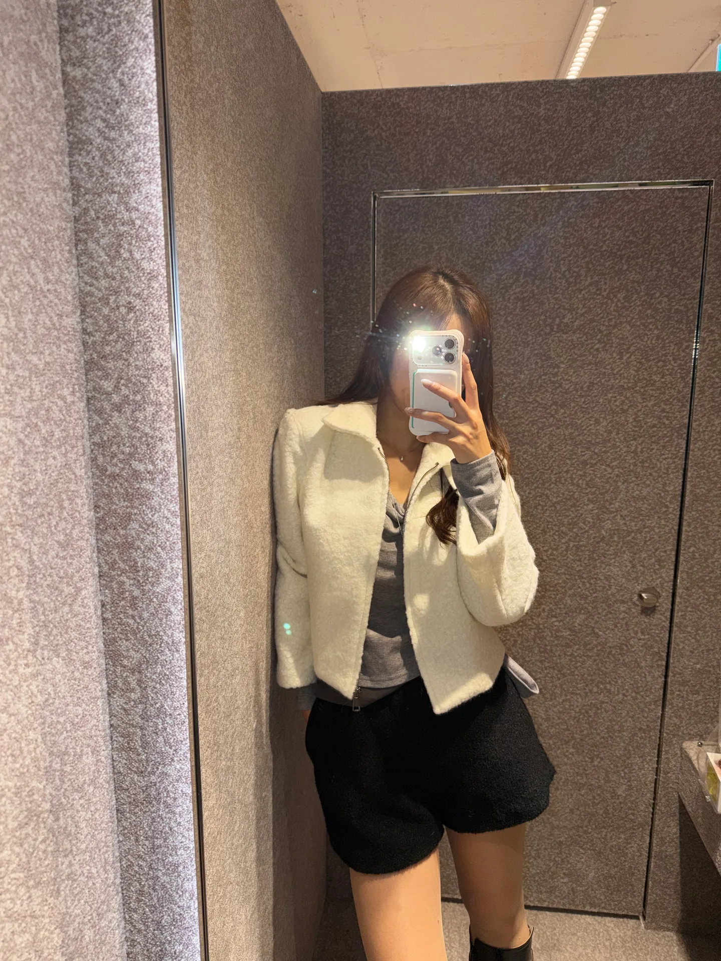 포근따뜻 양털 크림 모직 터틀넥 숏코트 - ct 상세 8